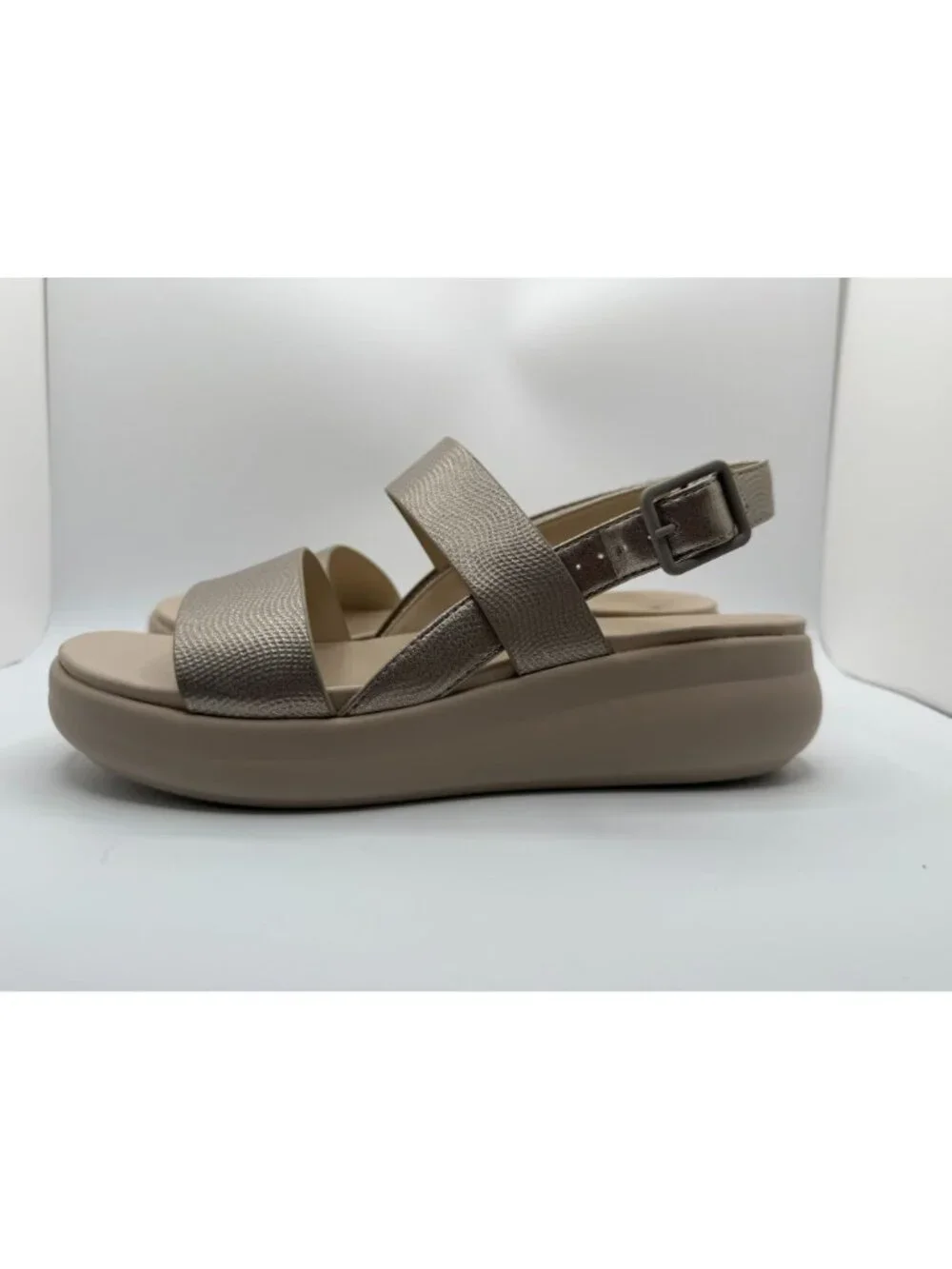 Naturalizer Coast Wedge Sandals Women Size 9W Metallic Mauve Strappy Shoes-NWOT